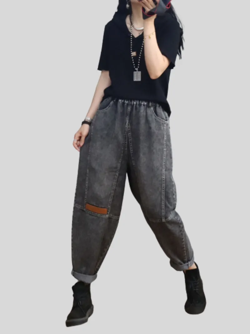 Spring Loose Casual Denim Slim Harem Bottom Pants