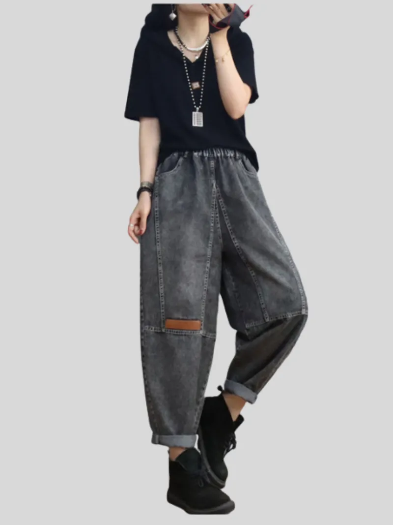 Spring Loose Casual Denim Slim Harem Bottom Pants