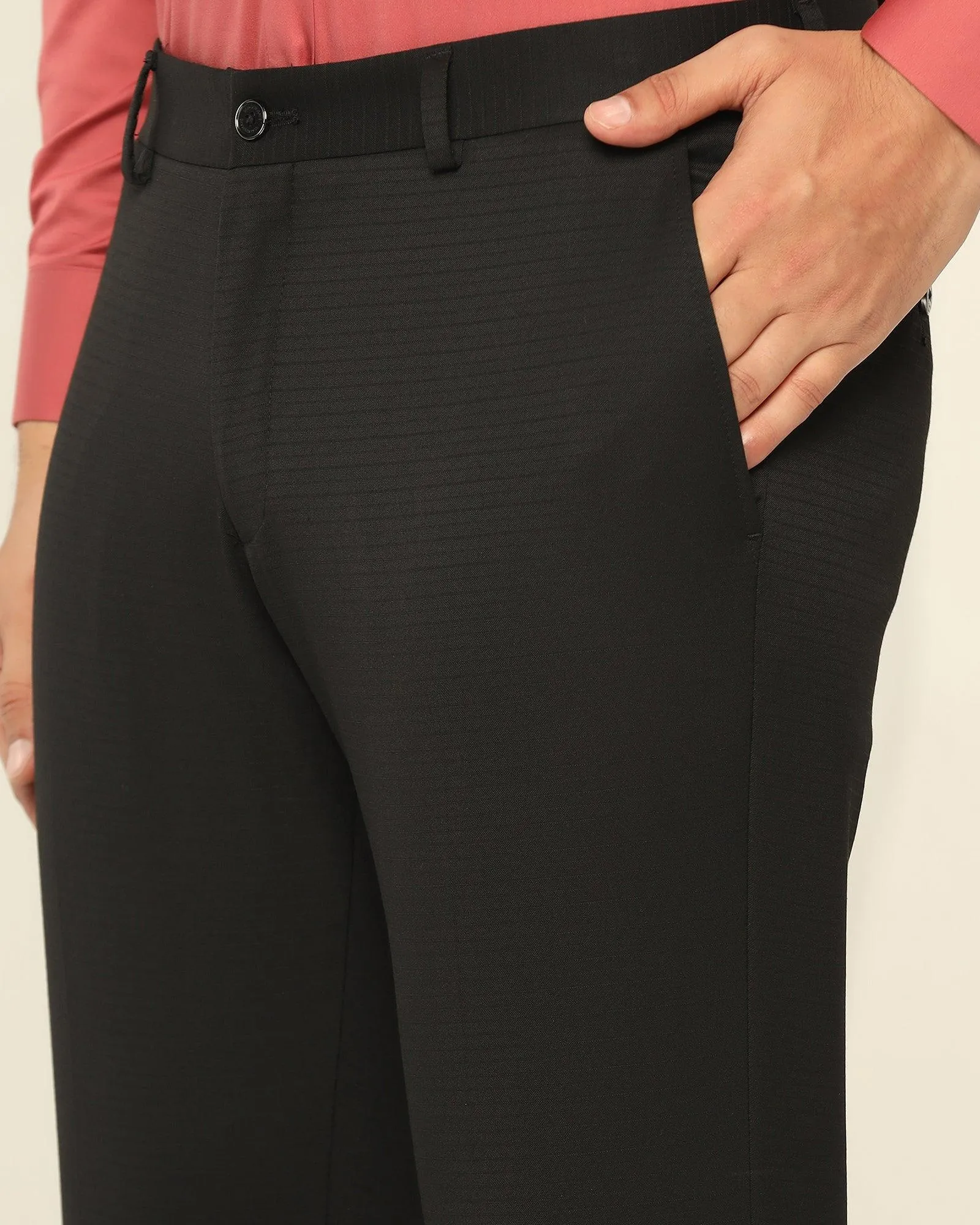 TechPro Super Slim Phoenix Formal Black Striped Trouser - Tofort