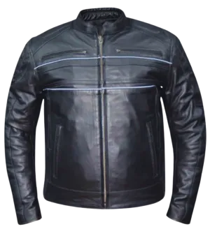 The "McQueen" Reflective Leather Motorcycle Jacket