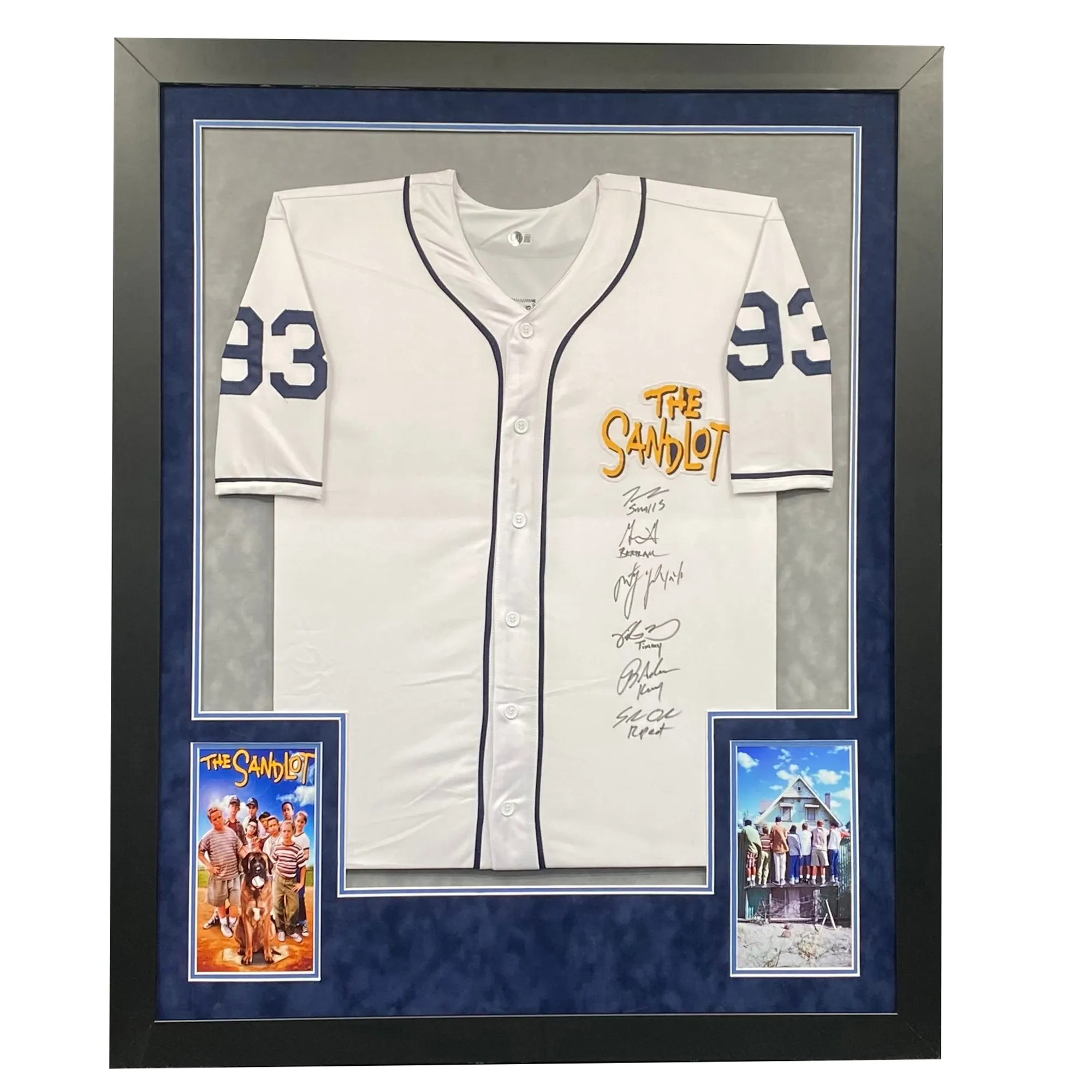 The Sandlot Signed White Custom Double-Suede Framed baseball Jersey (Beckett)