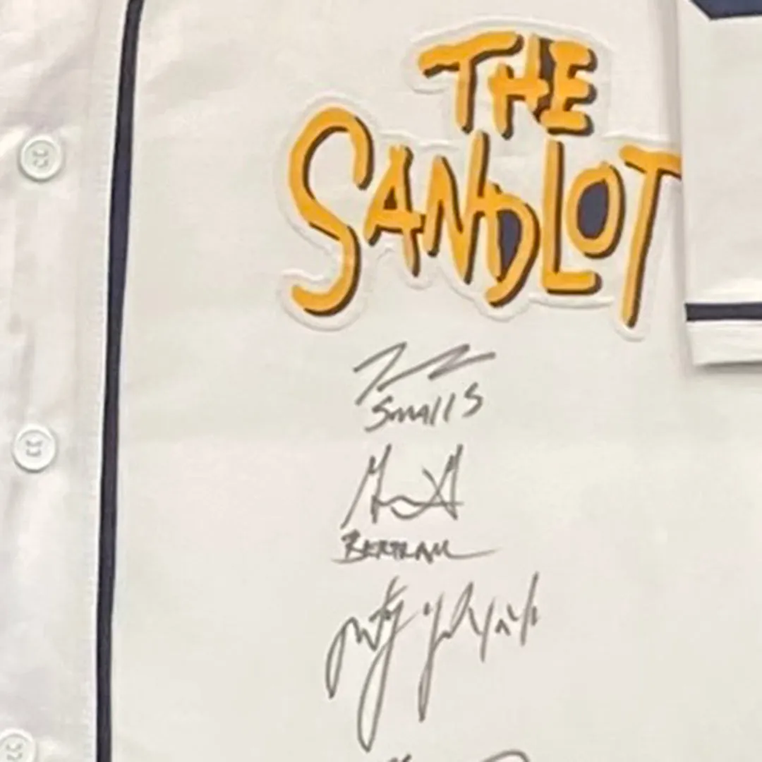 The Sandlot Signed White Custom Double-Suede Framed baseball Jersey (Beckett)