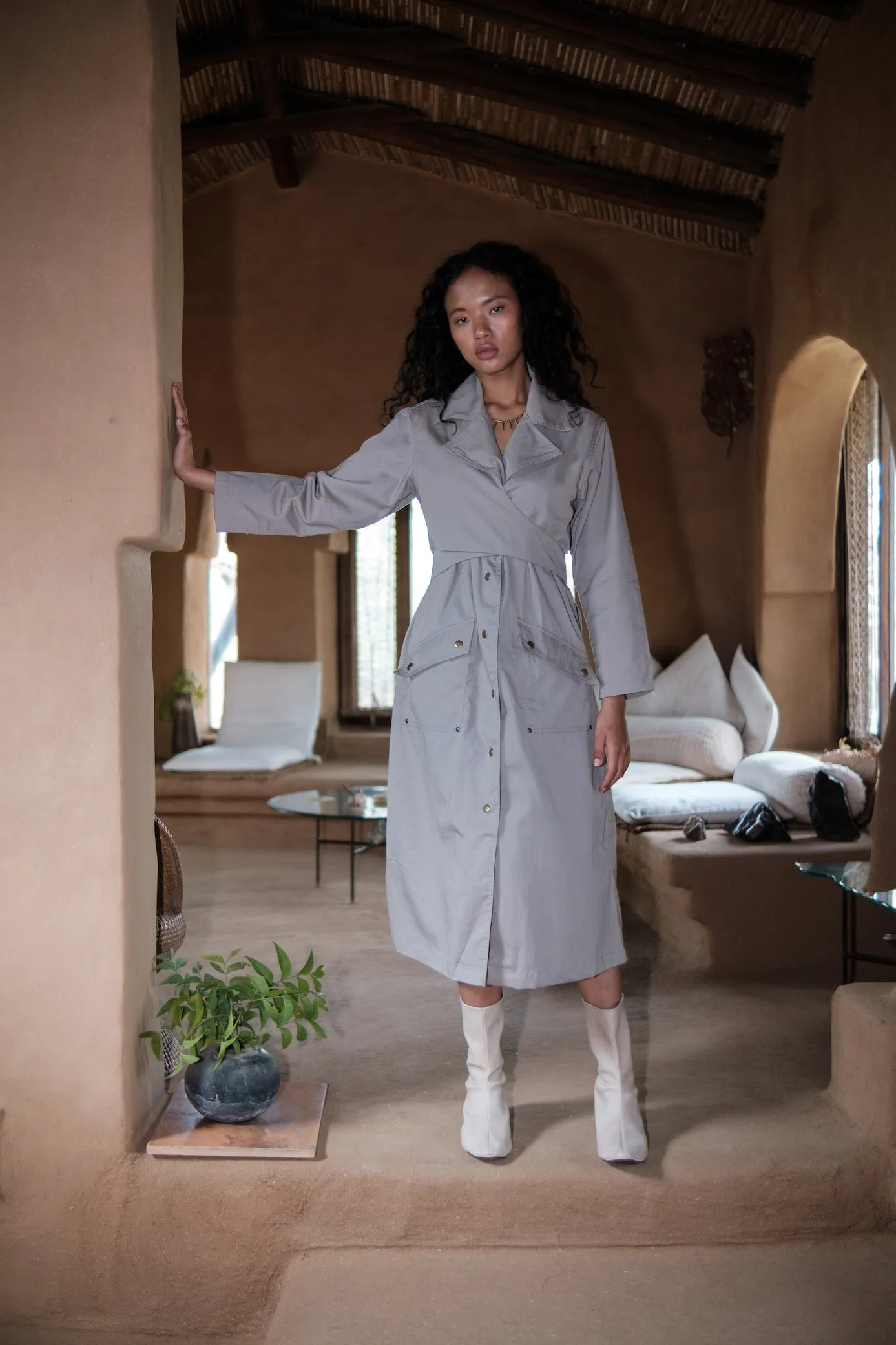 The Terra Tribe Grey Copenhagen Trench Coat