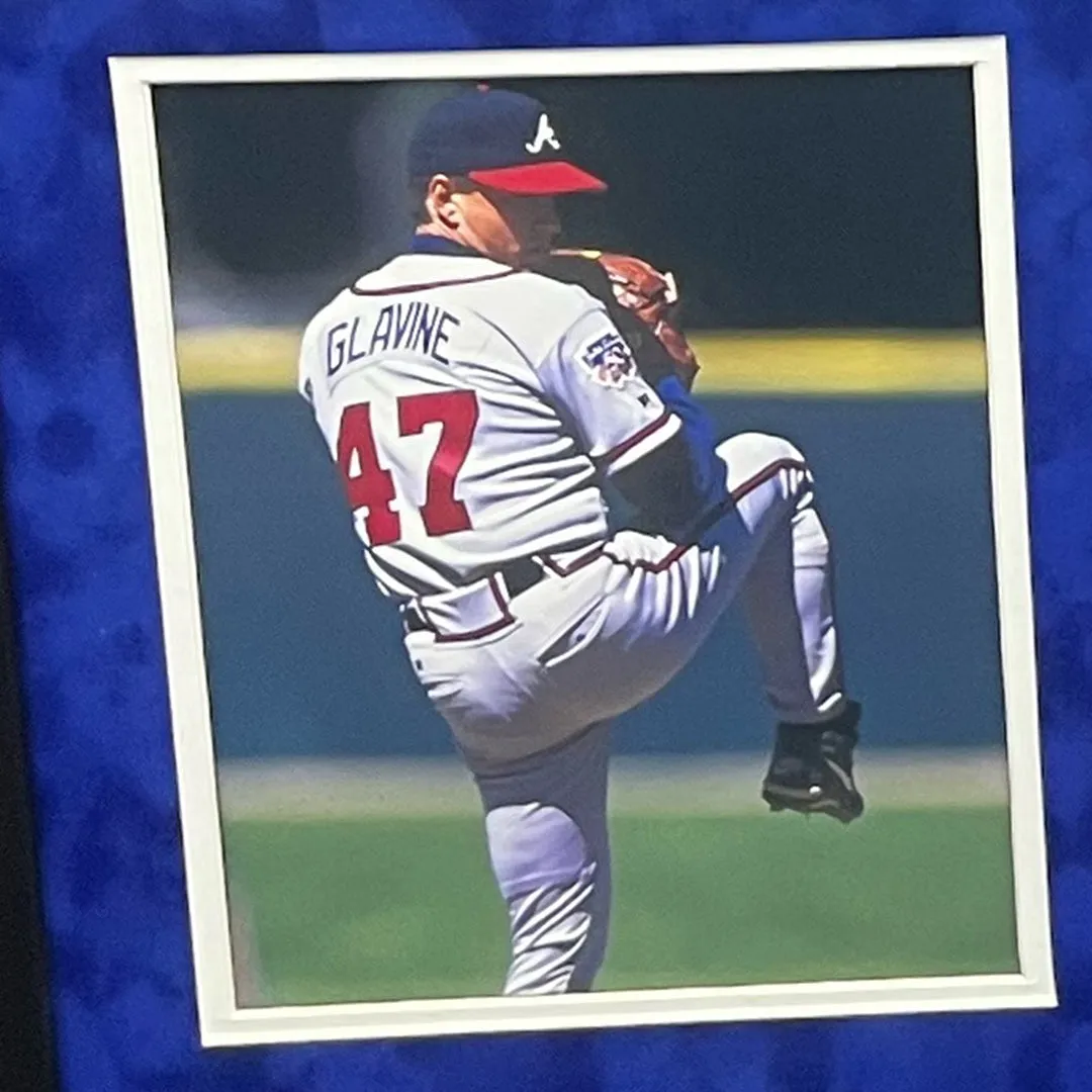 Tom Glavine Signed Atlanta Blue Custom Double-Suede Framed baseball Jersey (JSA)