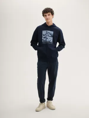 Tom Tailor Relaxed Navy Hoodie With A Print