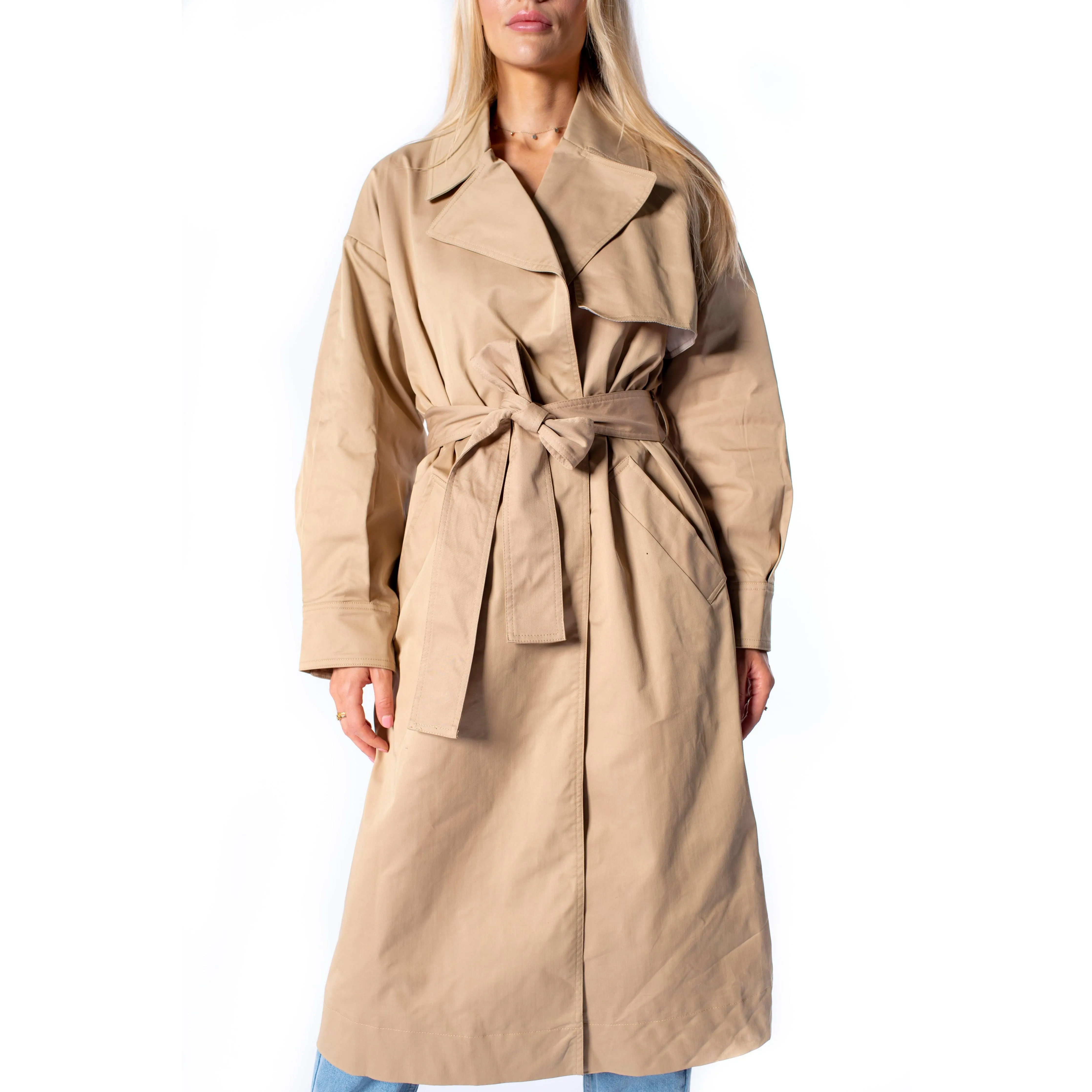 Topshop Women's Beige Trench Coat