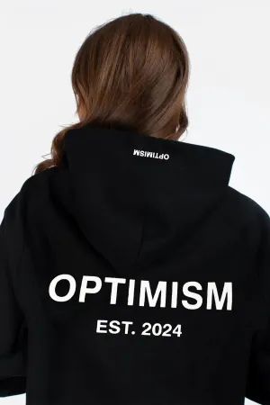 Unisex Premium Fleece- Hoodie Oversized (Black) Optimism