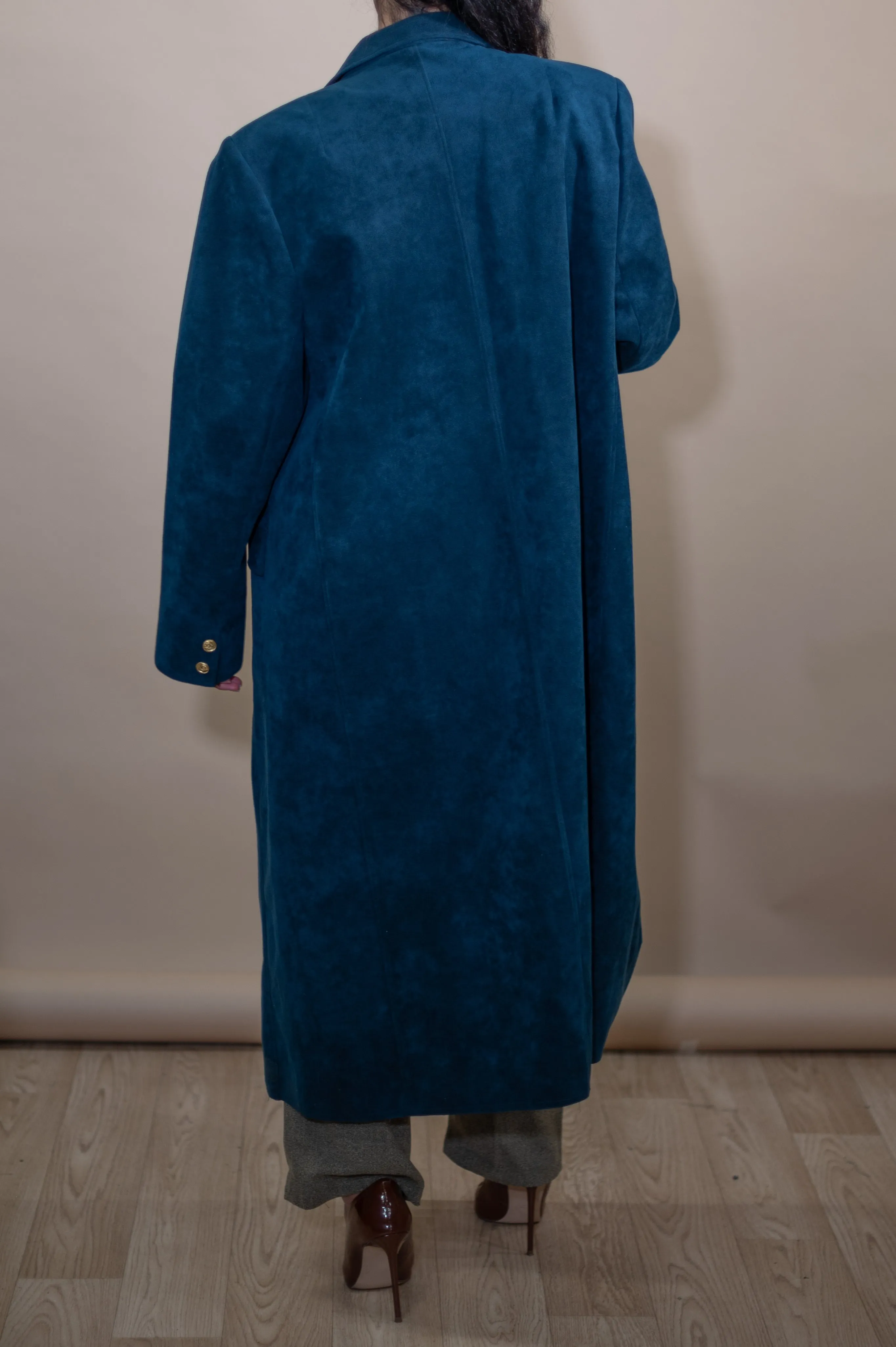 Vintage Suede Blue Trench