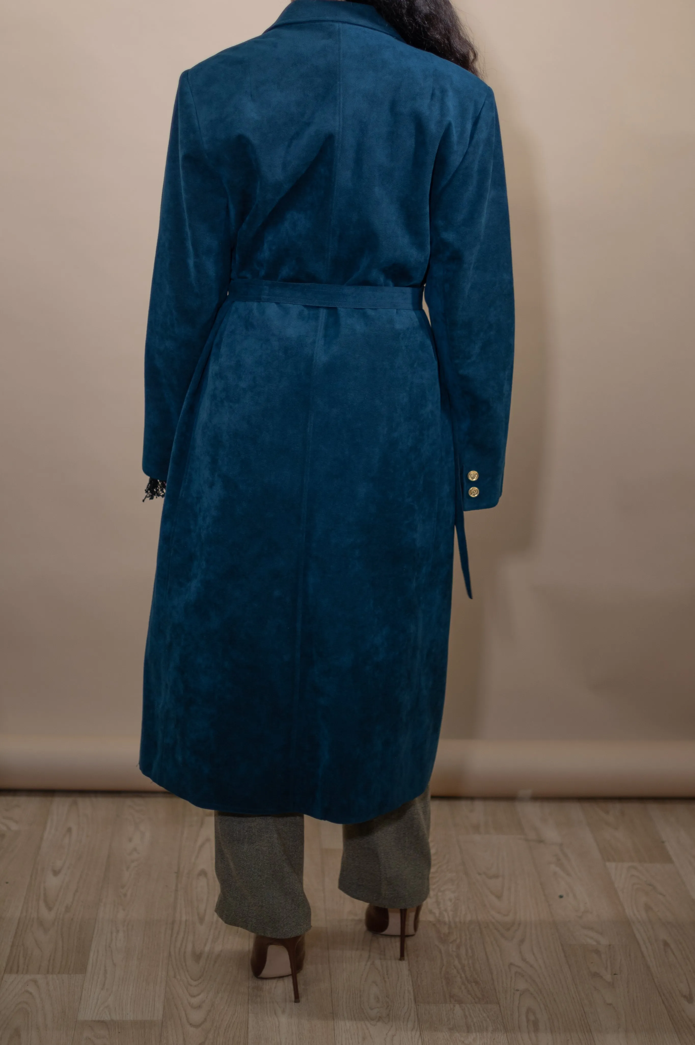 Vintage Suede Blue Trench