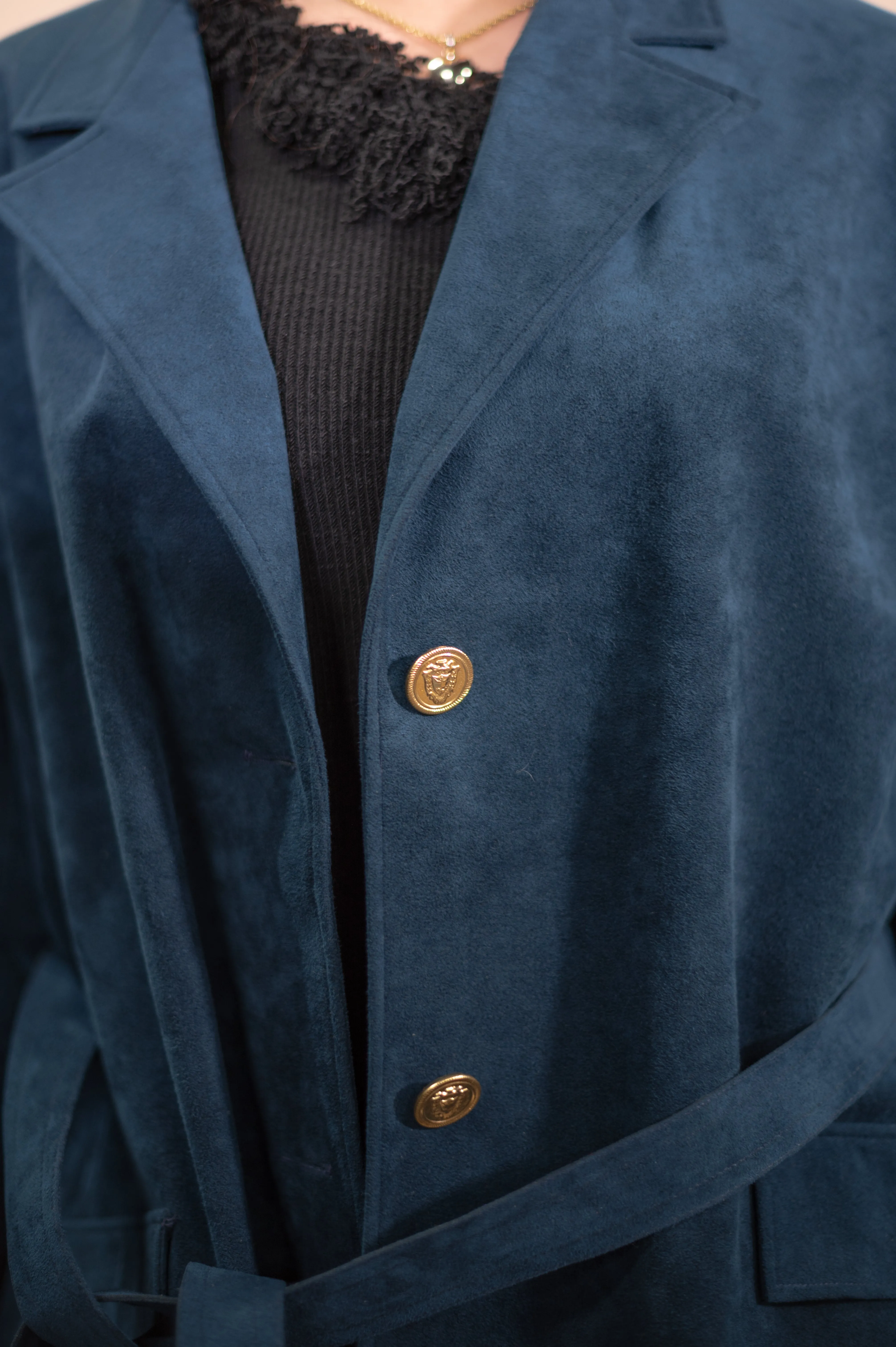 Vintage Suede Blue Trench