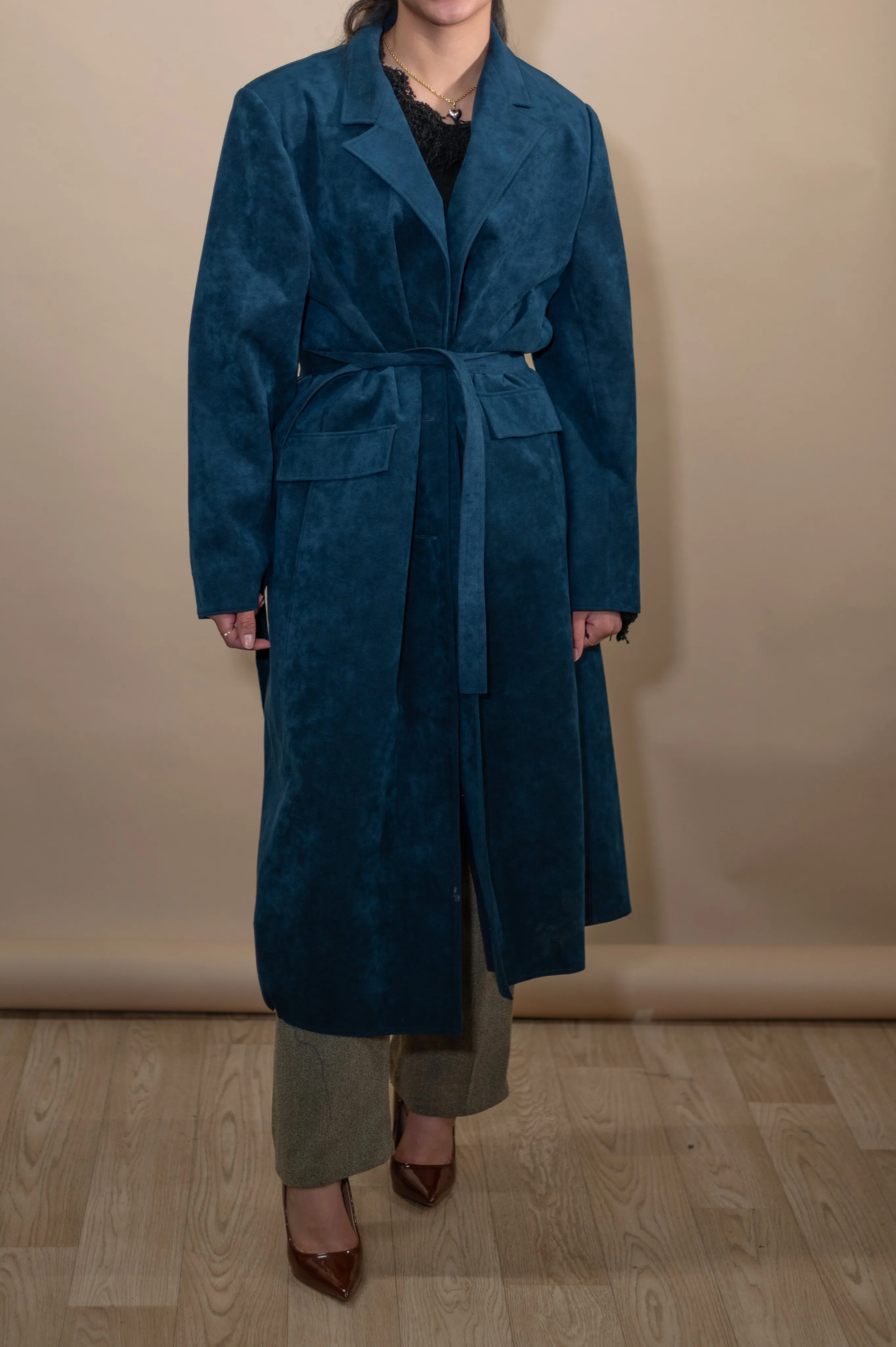 Vintage Suede Blue Trench