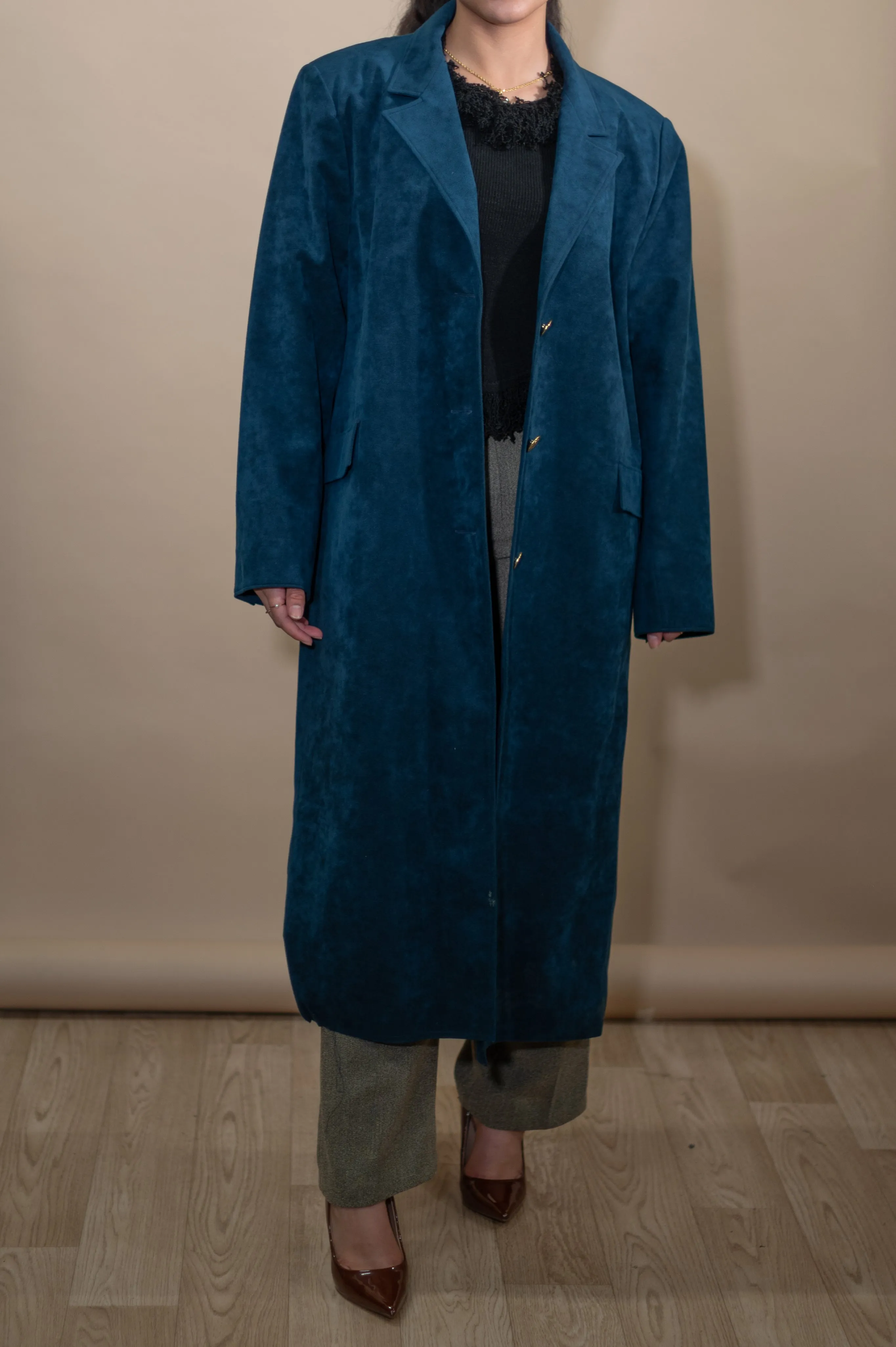 Vintage Suede Blue Trench