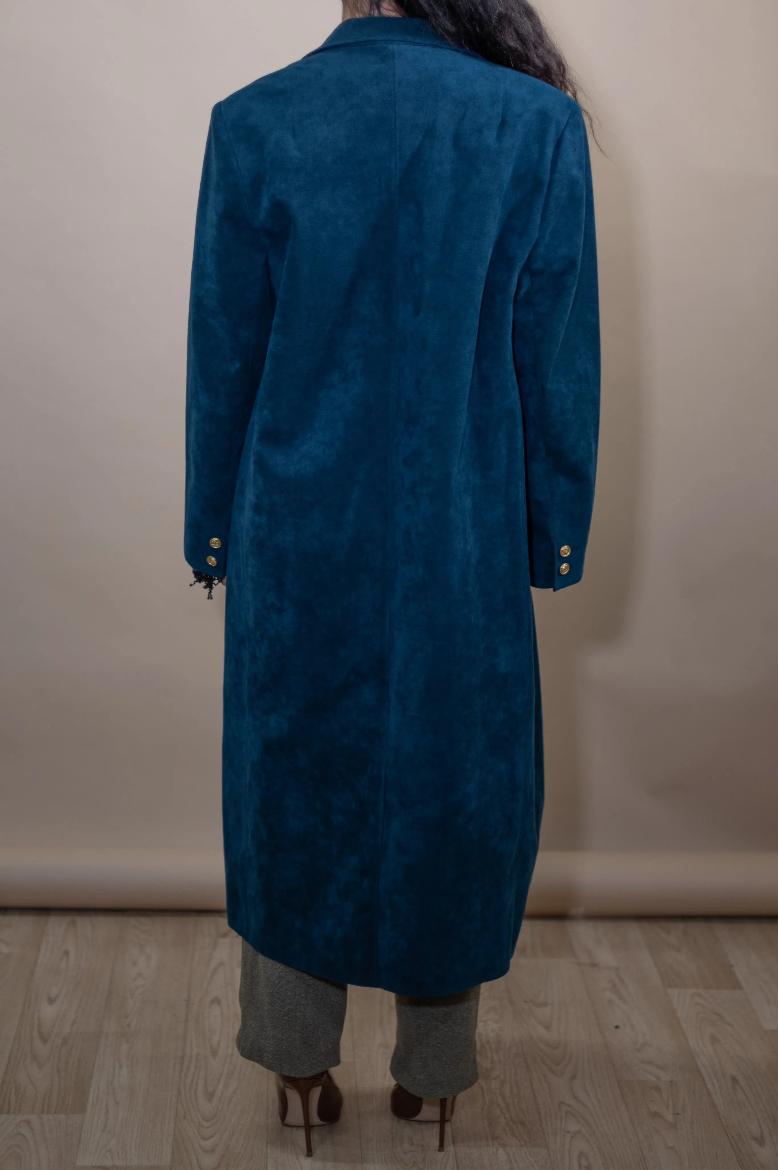 Vintage Suede Blue Trench