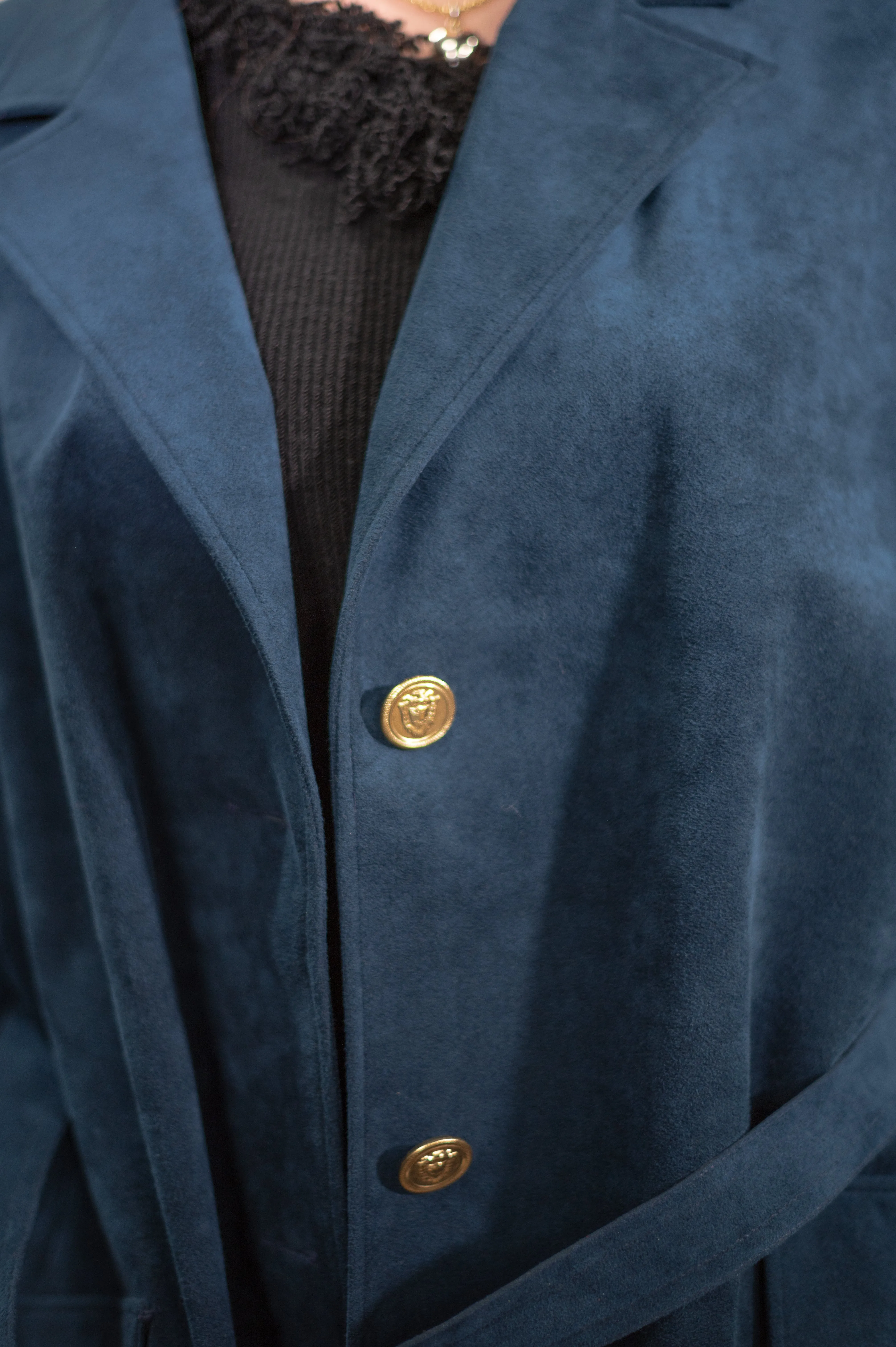 Vintage Suede Blue Trench