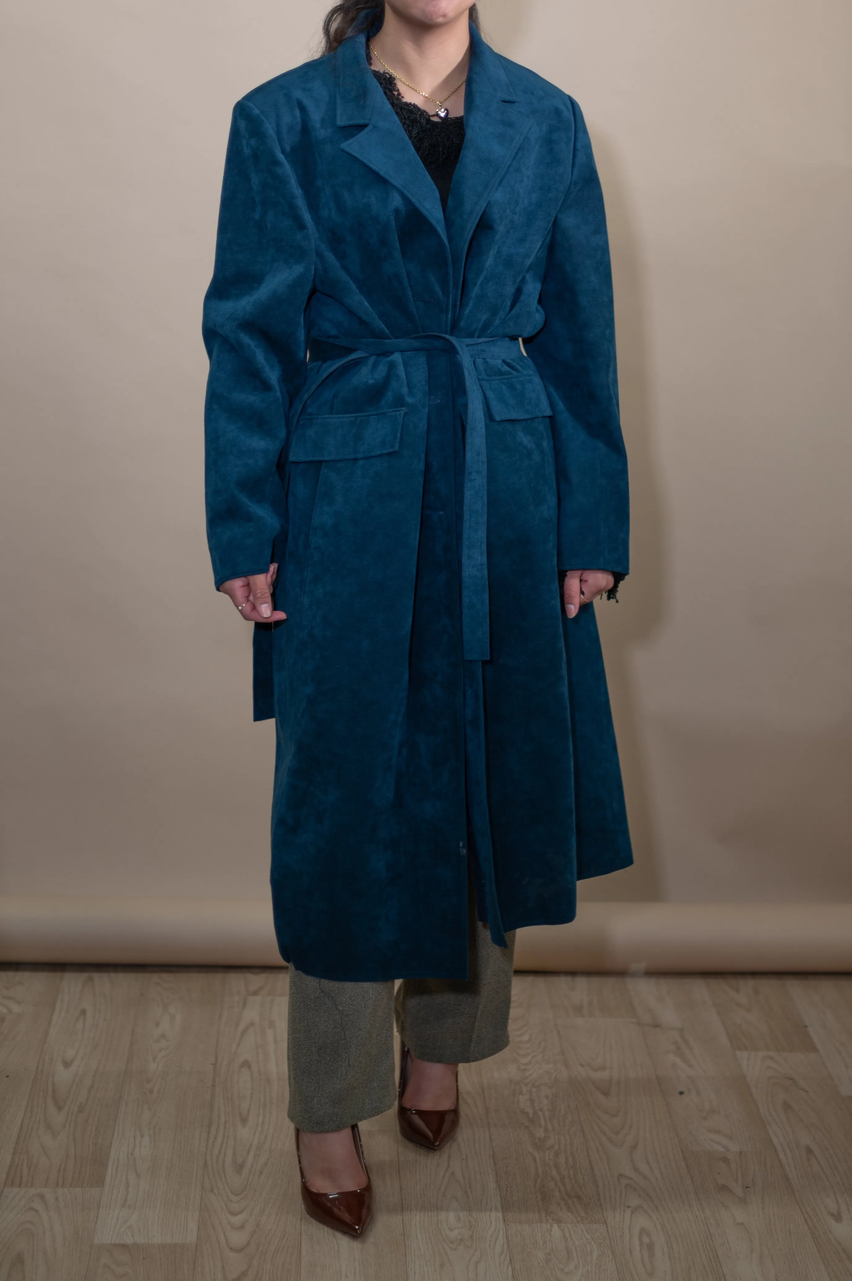 Vintage Suede Blue Trench