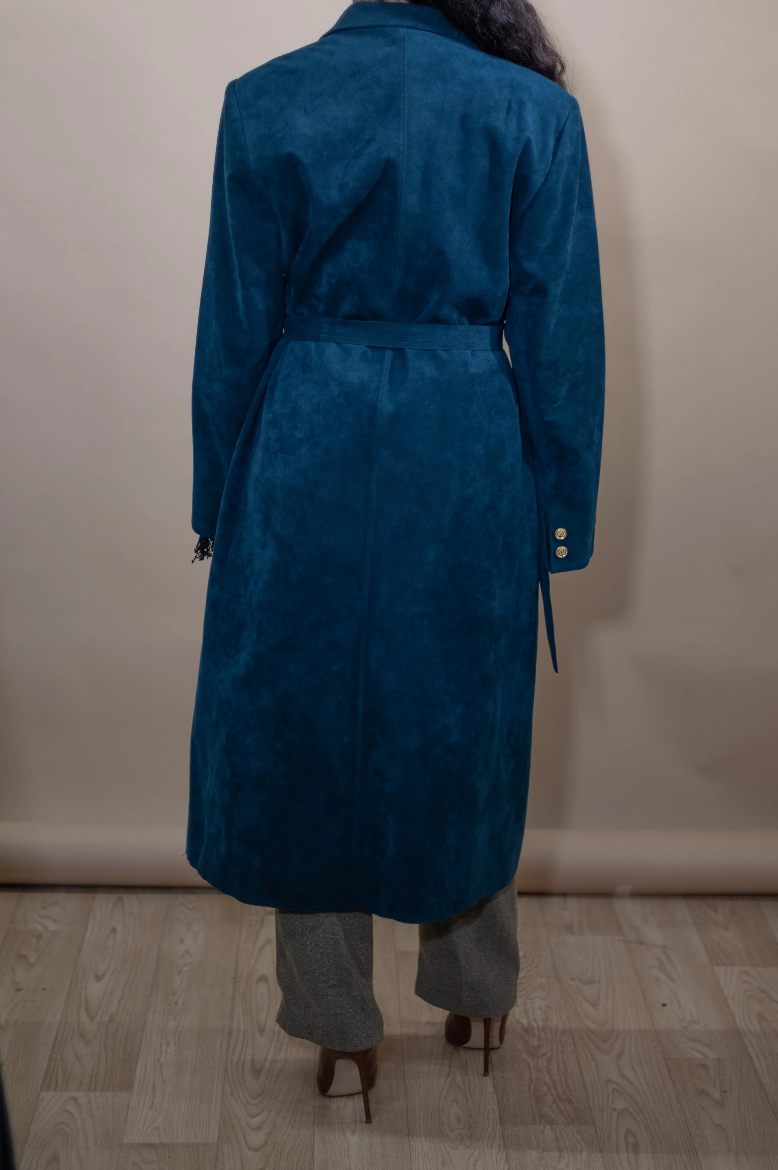 Vintage Suede Blue Trench