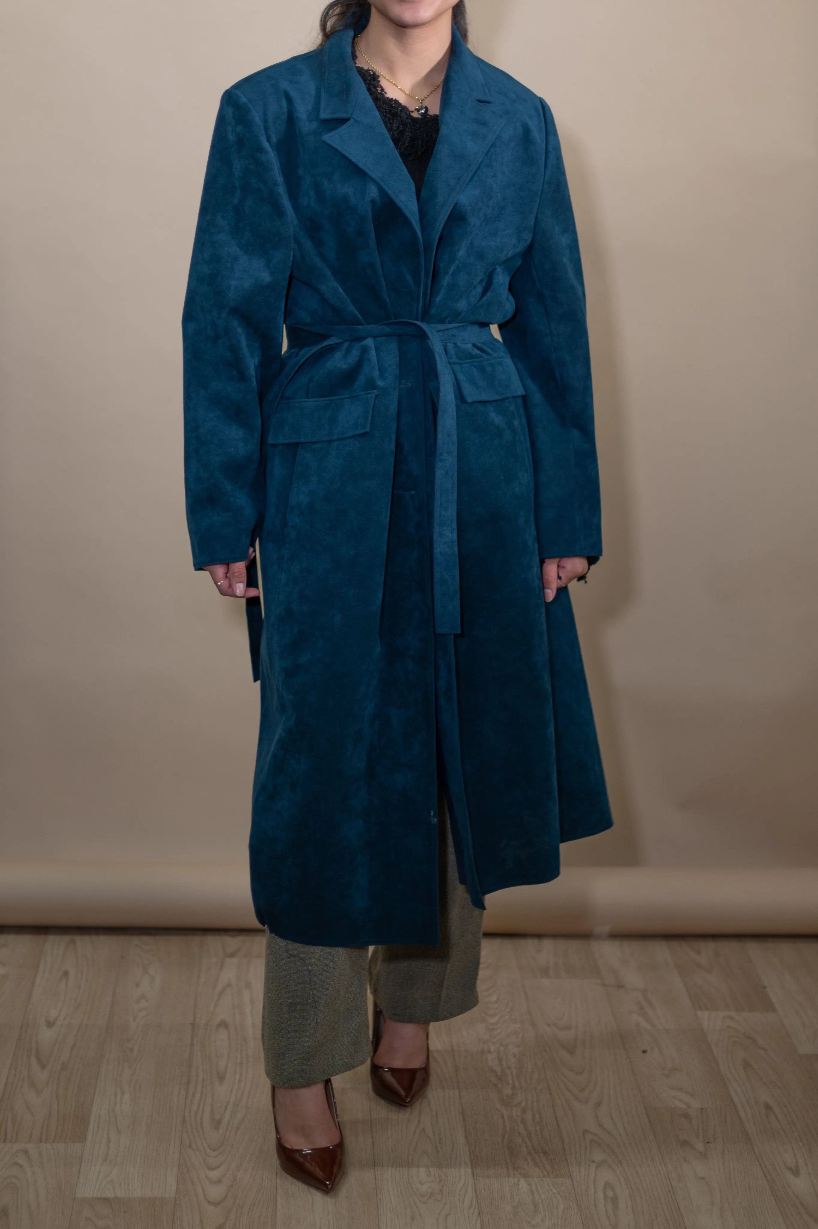 Vintage Suede Blue Trench