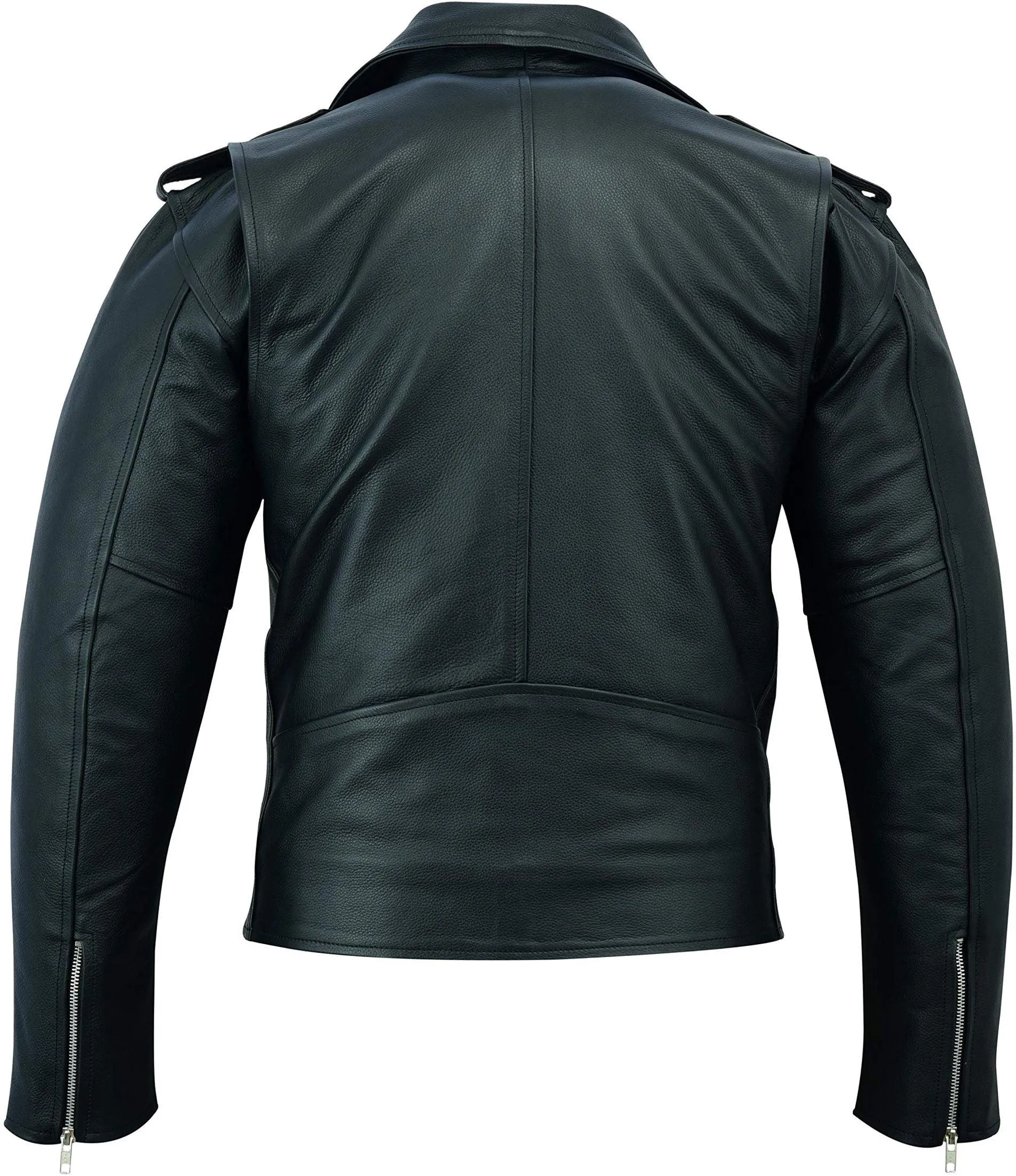 Warrior Gears® Perfecto Marlo Brando Leather Motorcycle Jacket for Men | Cowhide- Black