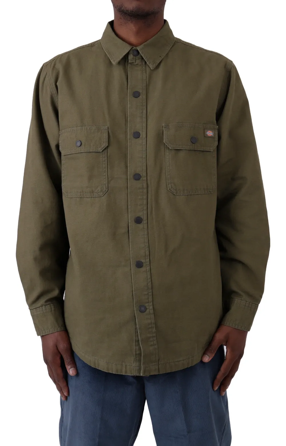 (WL658ML) Duck Flannel Lined Shirt - Military Green