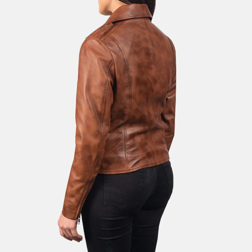 Womens Brown Waxed Leather Jacket