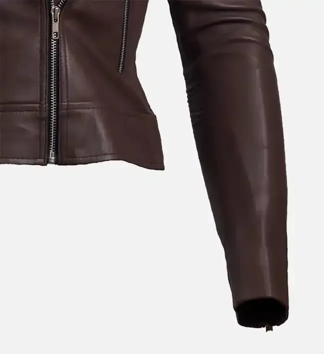 Women’s Dark Brown Leather Biker Jacket