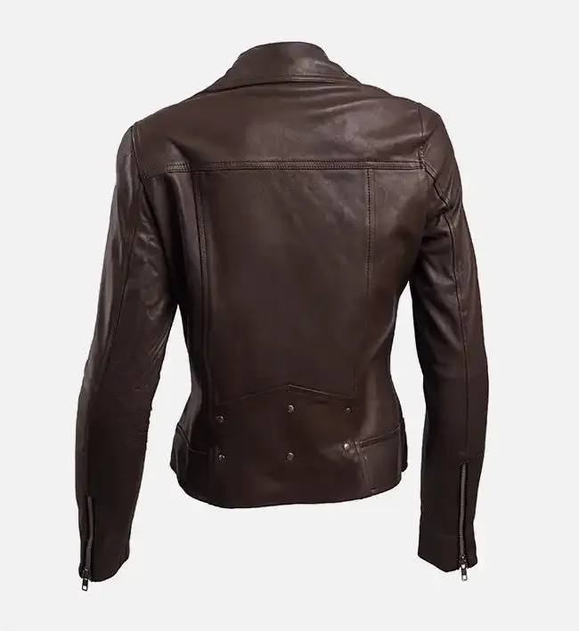 Women’s Dark Brown Leather Biker Jacket