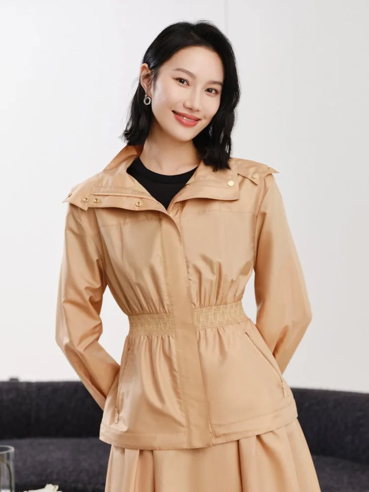 YAYING Hooded Waist Belt Coat