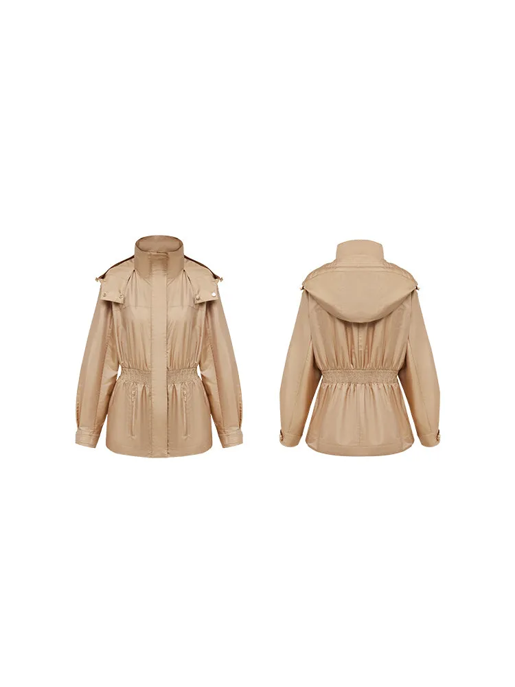 YAYING Hooded Waist Belt Coat