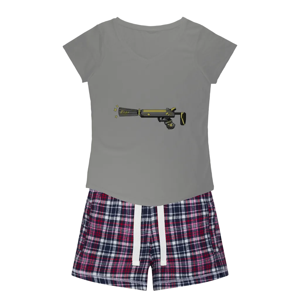 Yellow Weapon Women's Sleepy Tee and Flannel Short